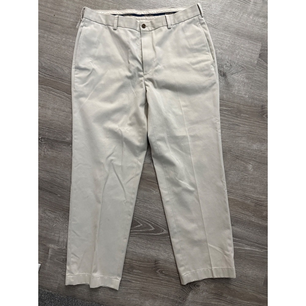 Brooks‎ Brothers Pants Mens 35x29 Beige Chino Trouser Pleated Business Hopsack - Picture 2 of 7